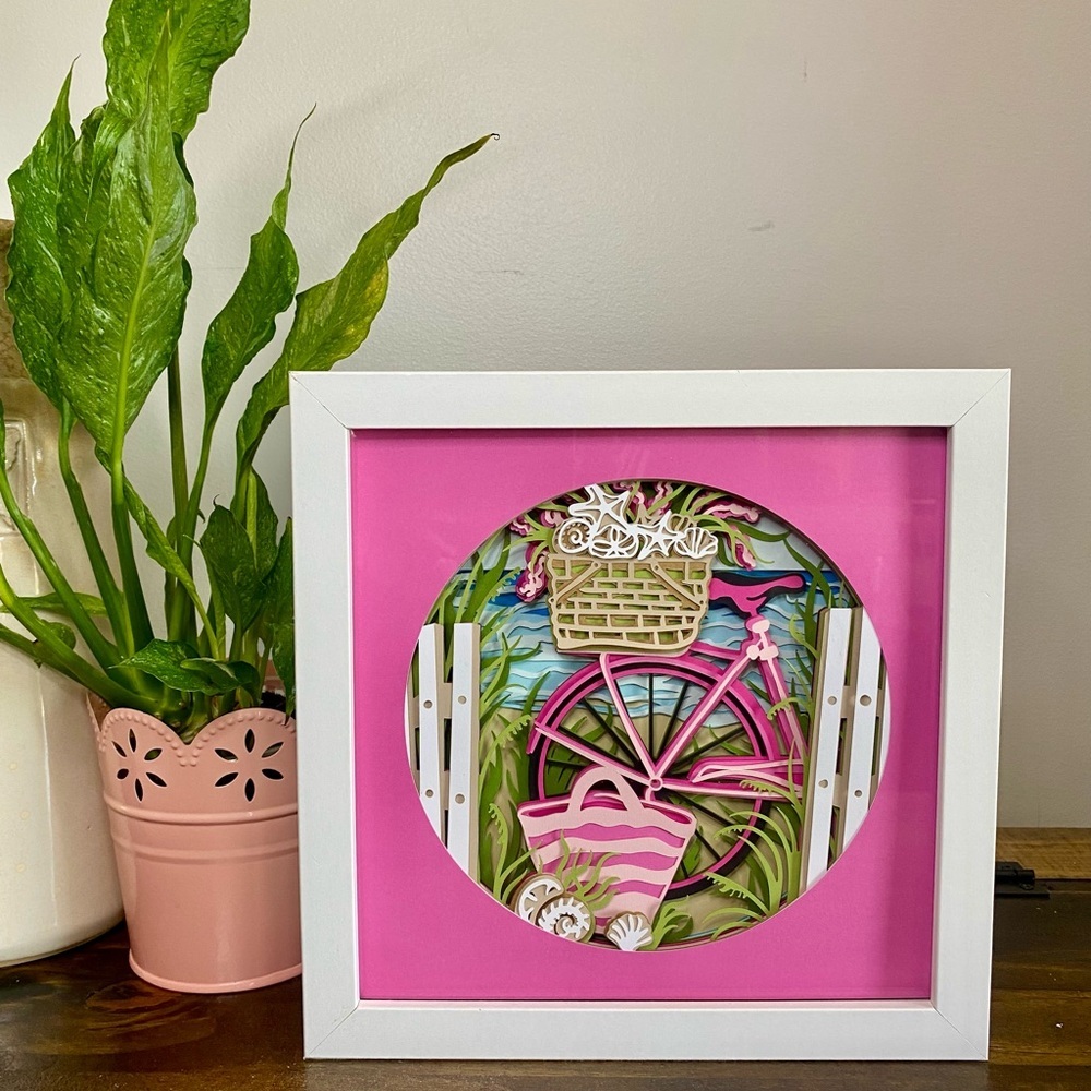 3D Pink Beach Bike Shadowbox